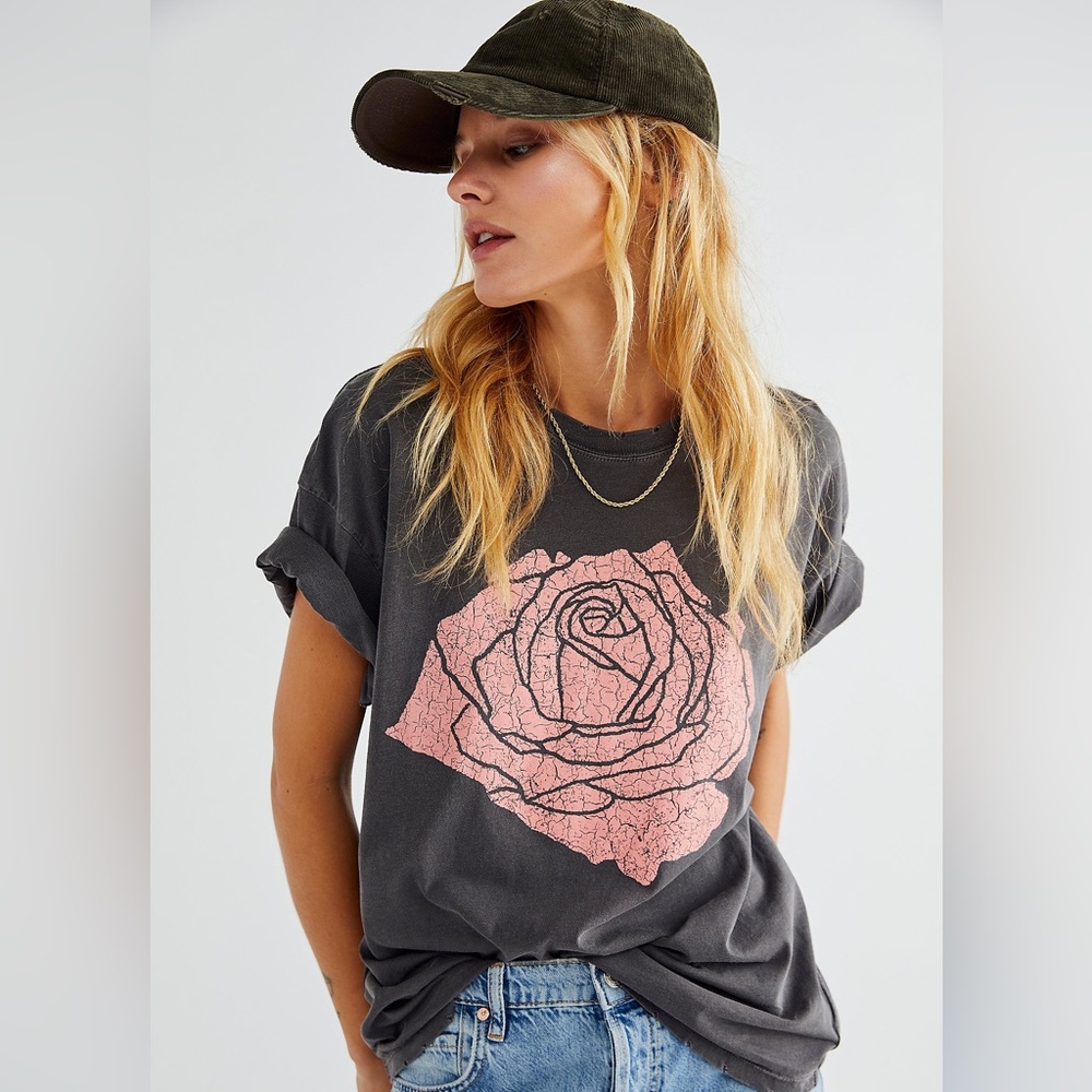 Free people Rose Boyfriend Tee by Girl Dangerous Vintage Black M